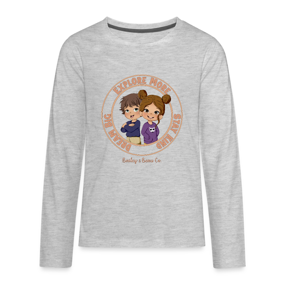 Bailey and Beau Life Kids’ Premium Long Sleeve T-Shirt - heather gray