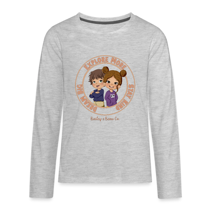 Bailey and Beau Life Kids’ Premium Long Sleeve T-Shirt - heather gray