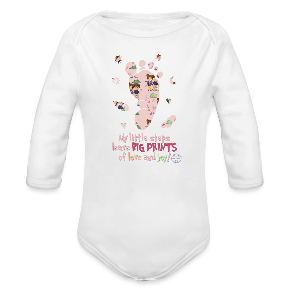 Gentle Steps Organic Long Sleeve Baby Onesie - white