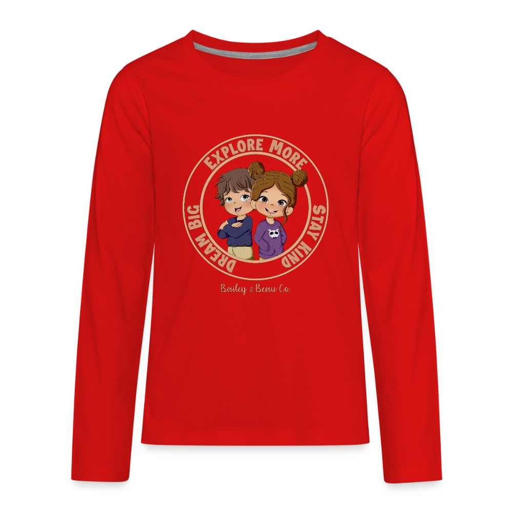 Bailey and Beau Life Kids’ Premium Long Sleeve T-Shirt - red