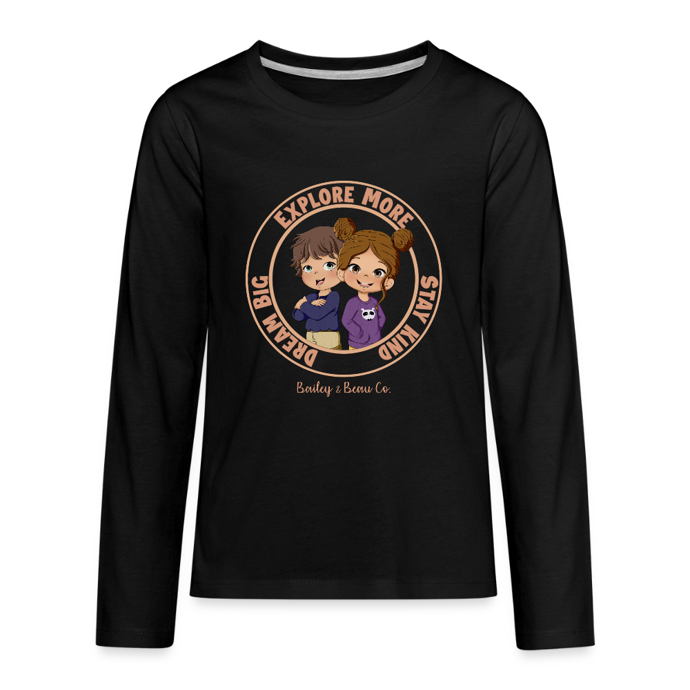 Bailey and Beau Life Kids’ Premium Long Sleeve T-Shirt - black