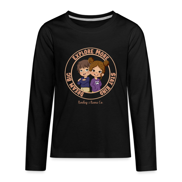 Bailey and Beau Life Kids’ Premium Long Sleeve T-Shirt - black