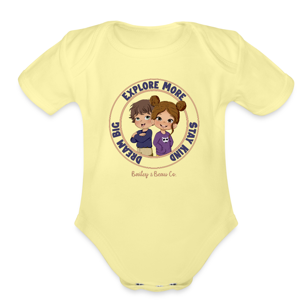 Bailey and Beau Life Organic Short Sleeve Baby Onesie - washed yellow