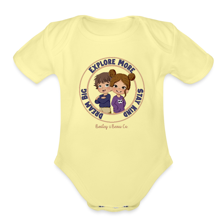 Bailey and Beau Life Organic Short Sleeve Baby Onesie - washed yellow