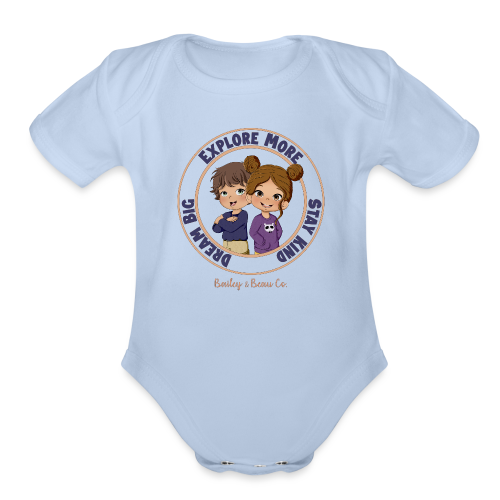 Bailey and Beau Life Organic Short Sleeve Baby Onesie - sky
