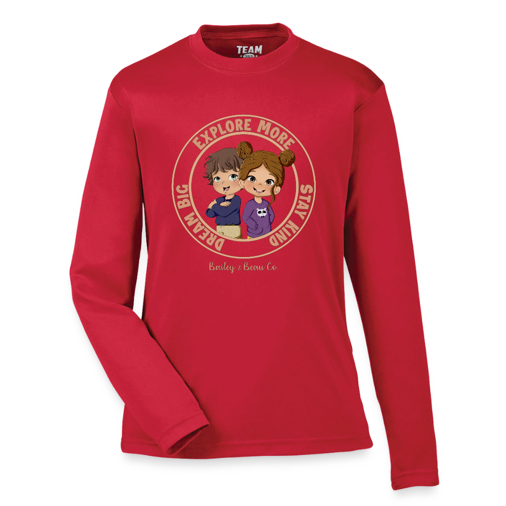 Bailey and Beau Life Youth Performance Long Sleeve T-Shirt - red