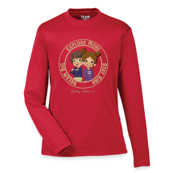 Bailey and Beau Life Youth Performance Long Sleeve T-Shirt - red
