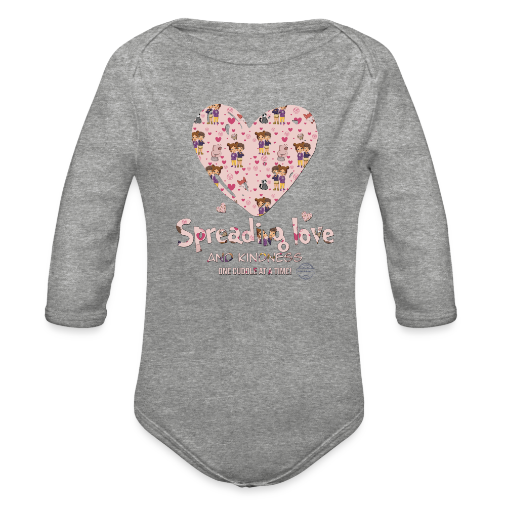 Kindness Everywhere Organic Long Sleeve Baby Onesie - heather grey