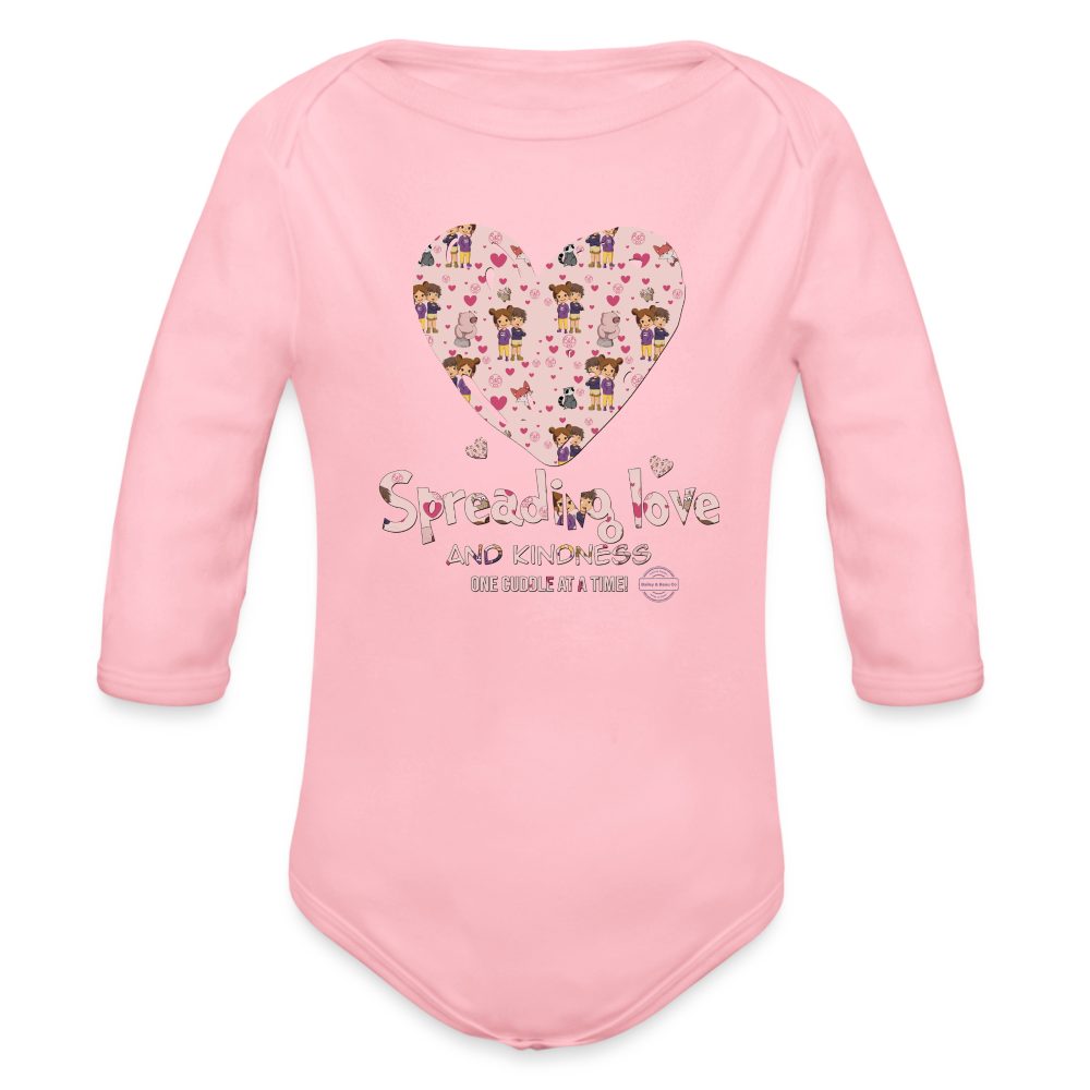 Kindness Everywhere Organic Long Sleeve Baby Onesie - light pink