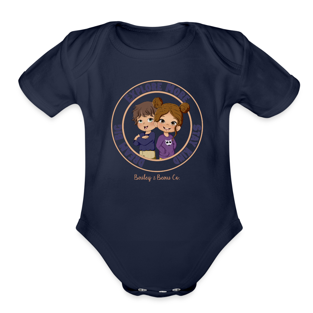Bailey and Beau Life Organic Short Sleeve Baby Onesie - dark navy