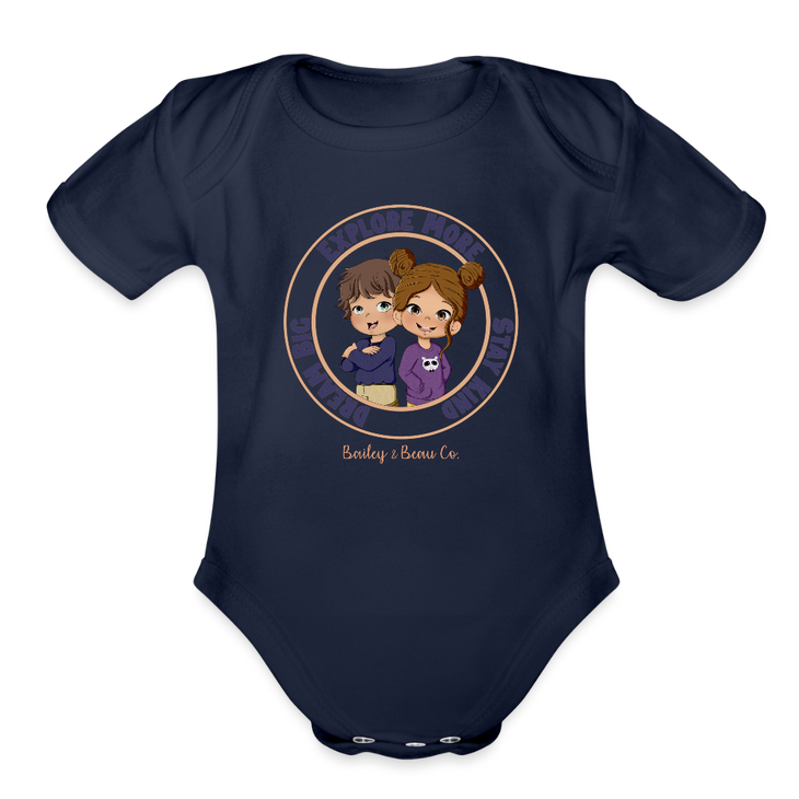 Bailey and Beau Life Organic Short Sleeve Baby Onesie - dark navy