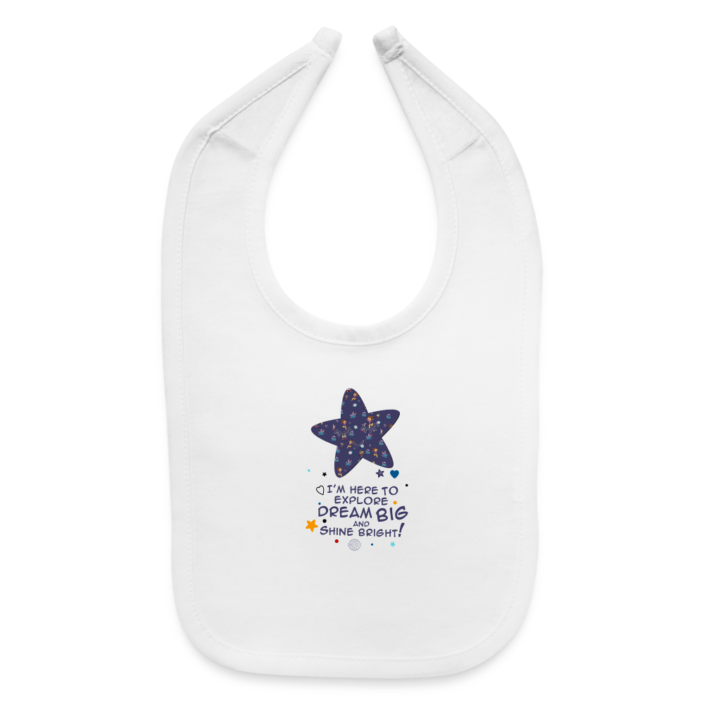 Explore Dream Discover Baby Bib - white