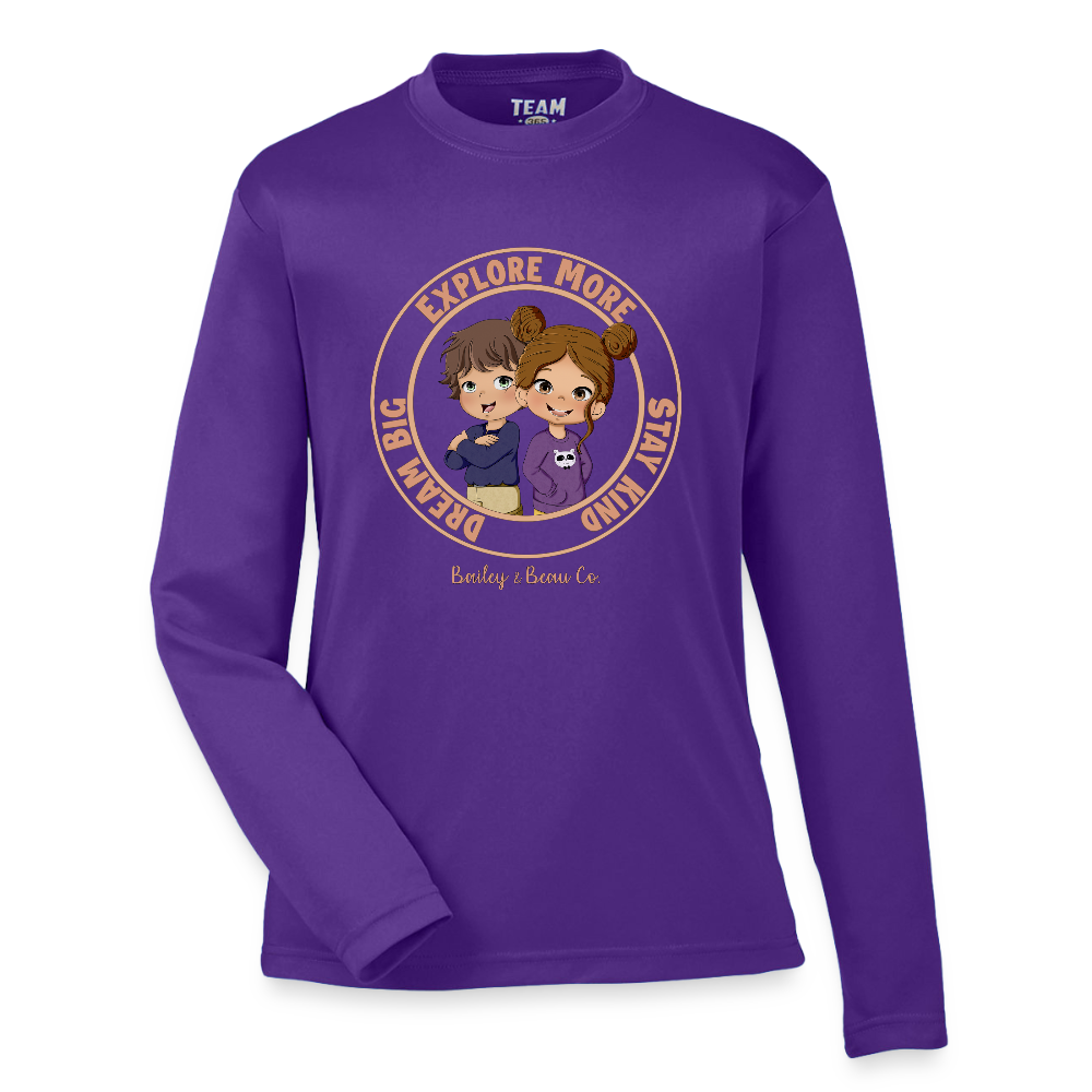 Bailey and Beau Life Youth Performance Long Sleeve T-Shirt - purple