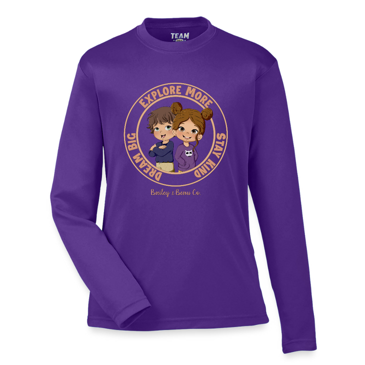 Bailey and Beau Life Youth Performance Long Sleeve T-Shirt - purple