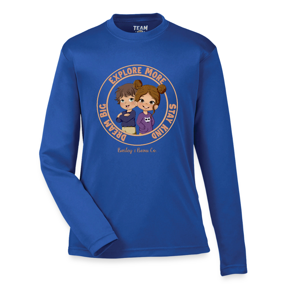 Bailey and Beau Life Youth Performance Long Sleeve T-Shirt - royal blue