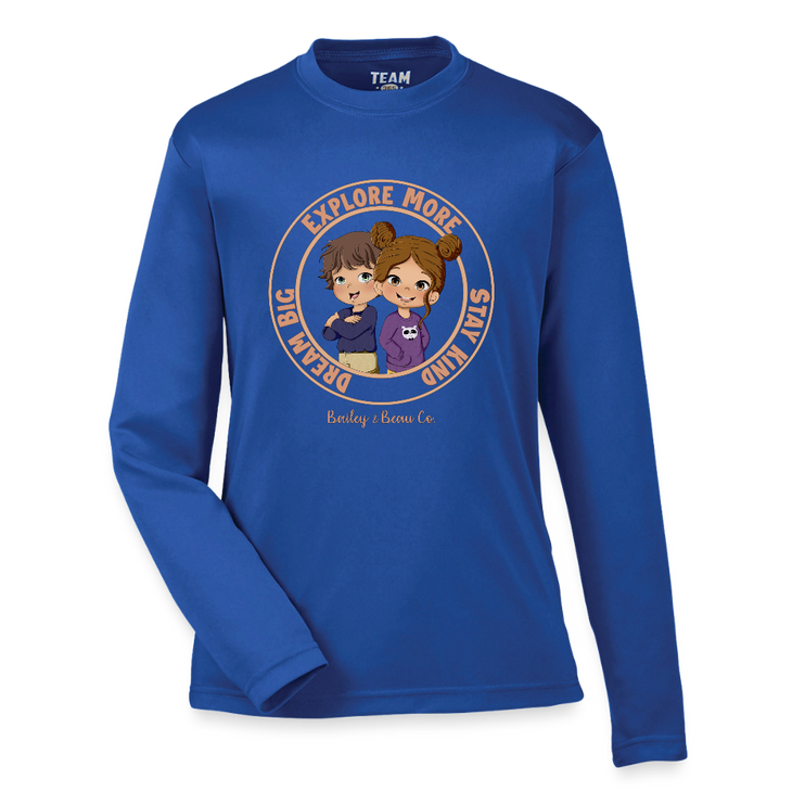 Bailey and Beau Life Youth Performance Long Sleeve T-Shirt - royal blue