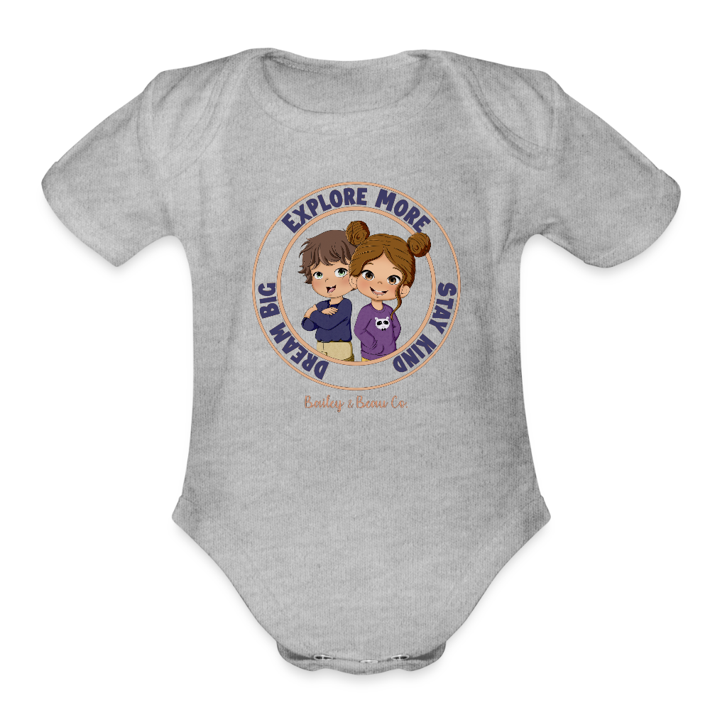 Bailey and Beau Life Organic Short Sleeve Baby Onesie - heather grey
