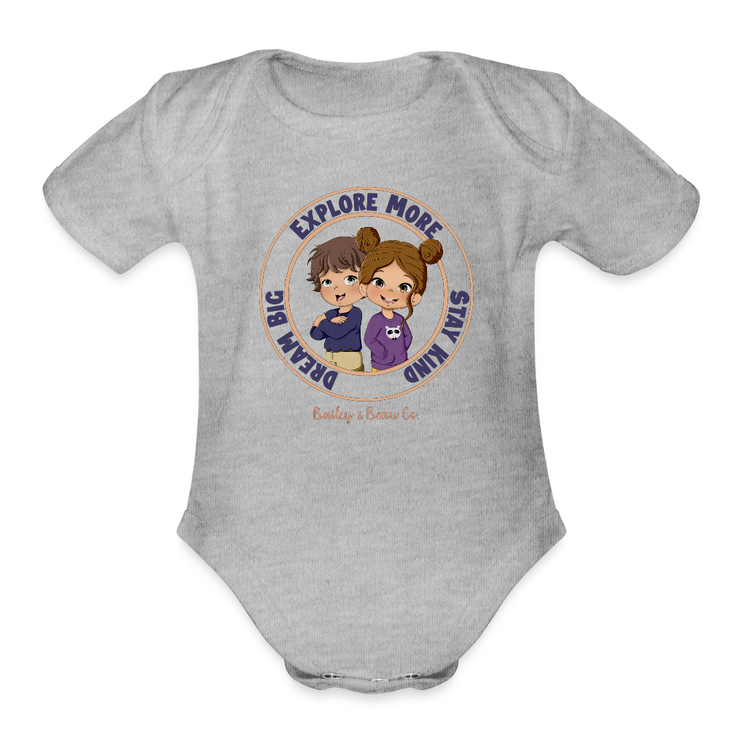 Bailey and Beau Life Organic Short Sleeve Baby Onesie - heather grey