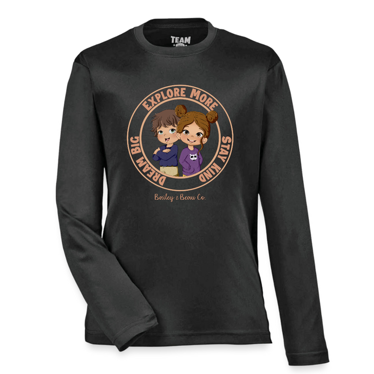 Bailey and Beau Life Youth Performance Long Sleeve T-Shirt - black