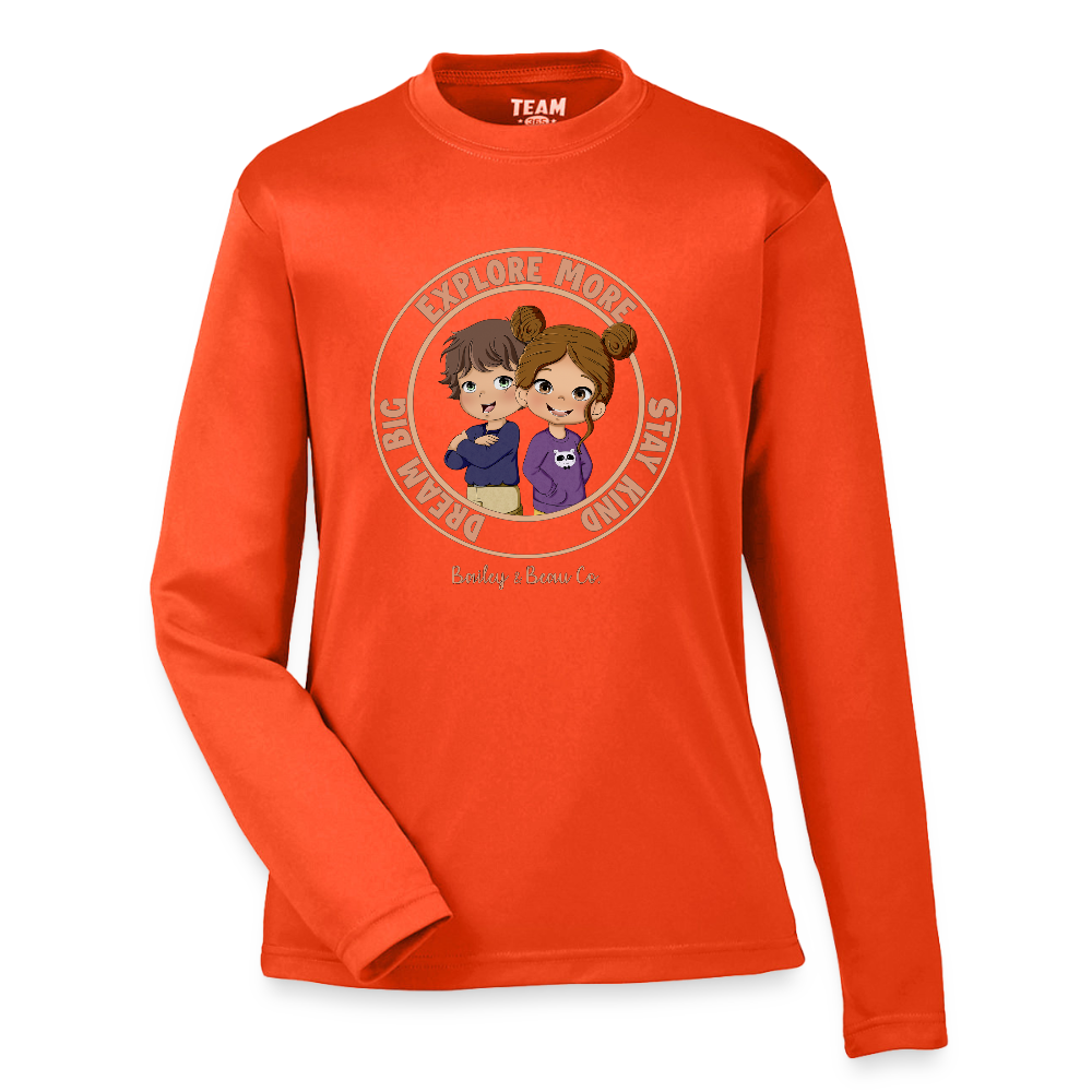 Bailey and Beau Life Youth Performance Long Sleeve T-Shirt - orange