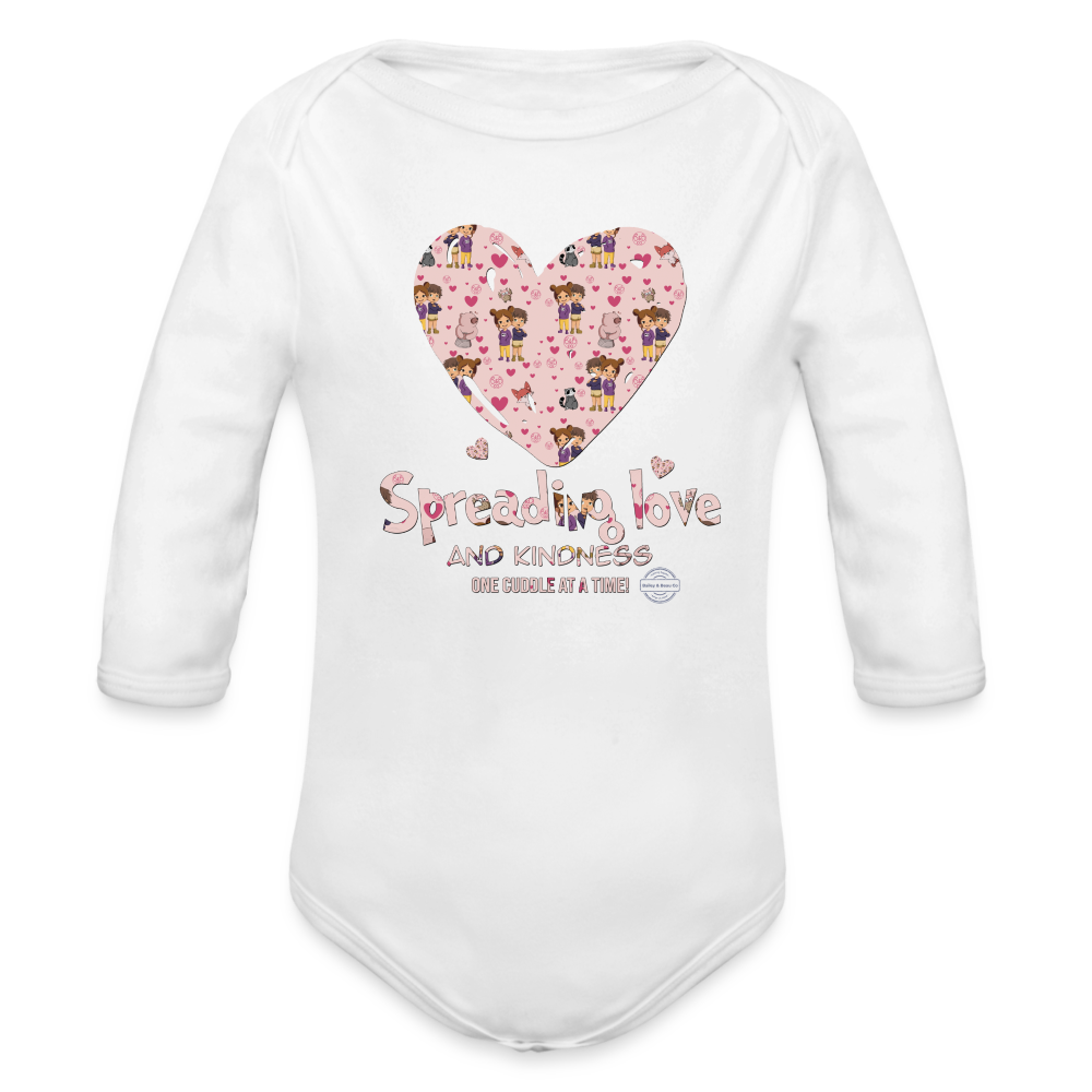 Kindness Everywhere Organic Long Sleeve Baby Onesie - white