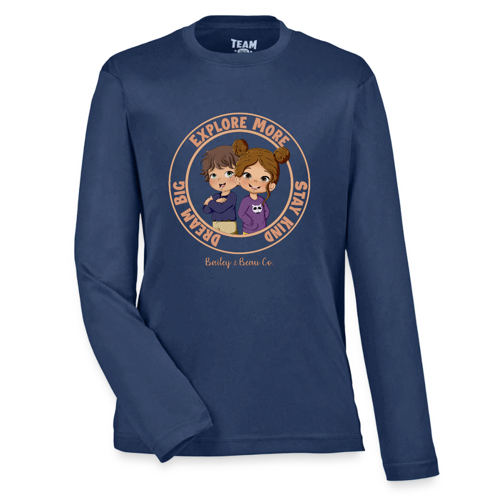 Bailey and Beau Life Youth Performance Long Sleeve T-Shirt - dark navy