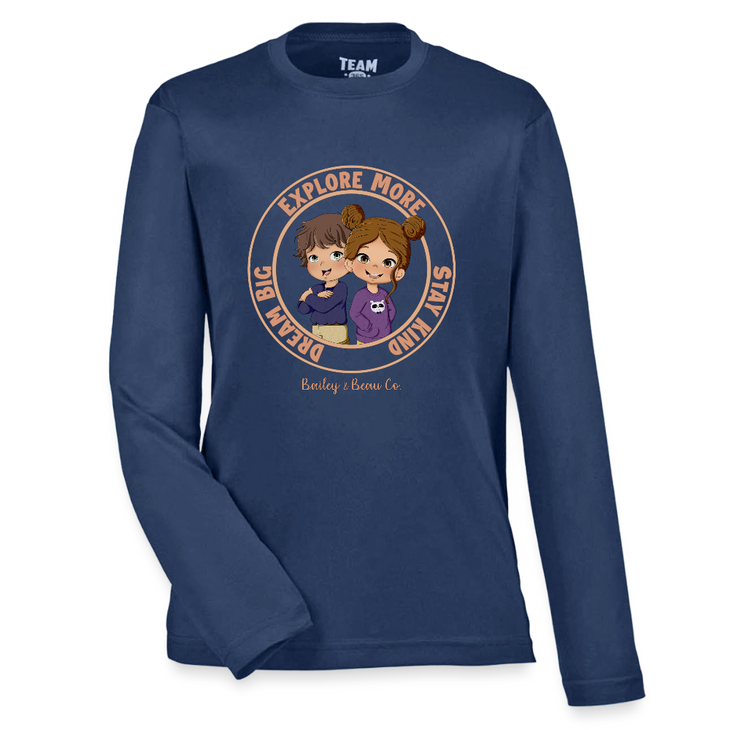 Bailey and Beau Life Youth Performance Long Sleeve T-Shirt - dark navy