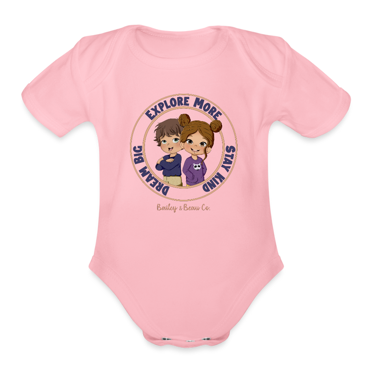 Bailey and Beau Life Organic Short Sleeve Baby Onesie - light pink