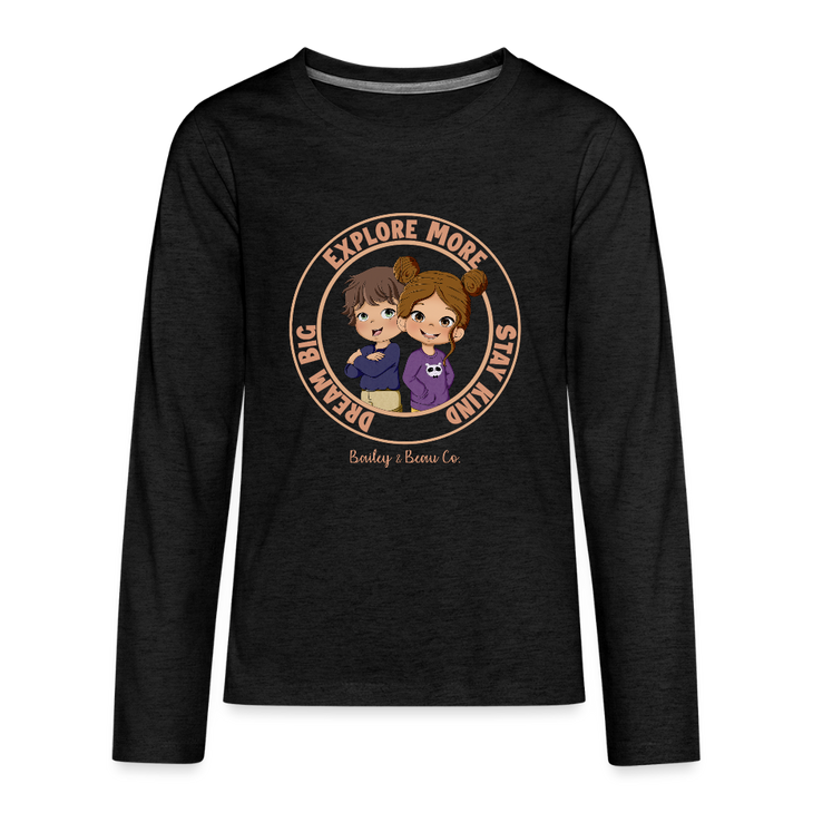Bailey and Beau Life Kids’ Premium Long Sleeve T-Shirt - charcoal grey