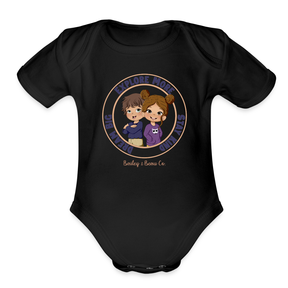 Bailey and Beau Life Organic Short Sleeve Baby Onesie - black