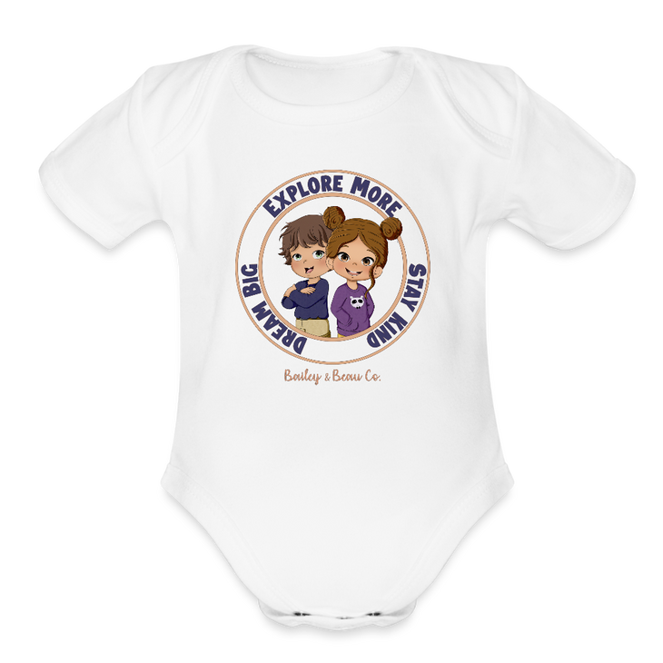 Bailey and Beau Life Organic Short Sleeve Baby Onesie - white