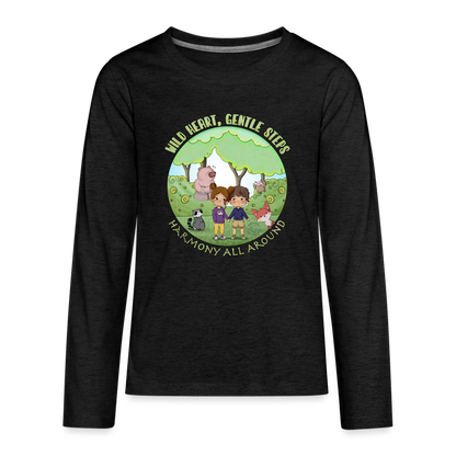 Wild Heart, Gentle Steps Kids' Premium Long Sleeve T-Shirt - charcoal grey