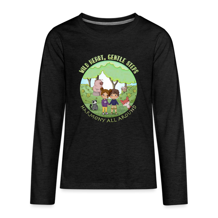 Wild Heart, Gentle Steps Kids' Premium Long Sleeve T-Shirt - charcoal grey