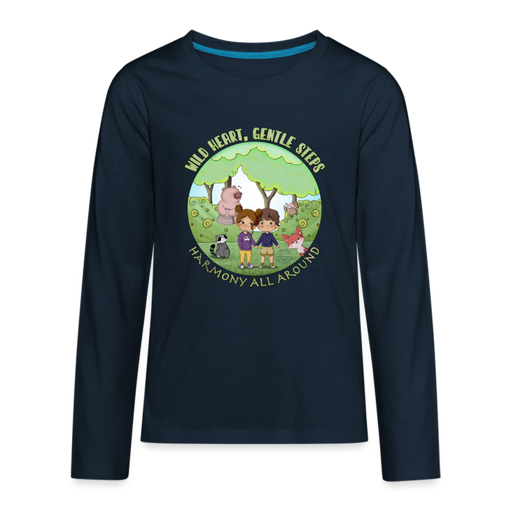 Wild Heart, Gentle Steps Kids' Premium Long Sleeve T-Shirt - deep navy