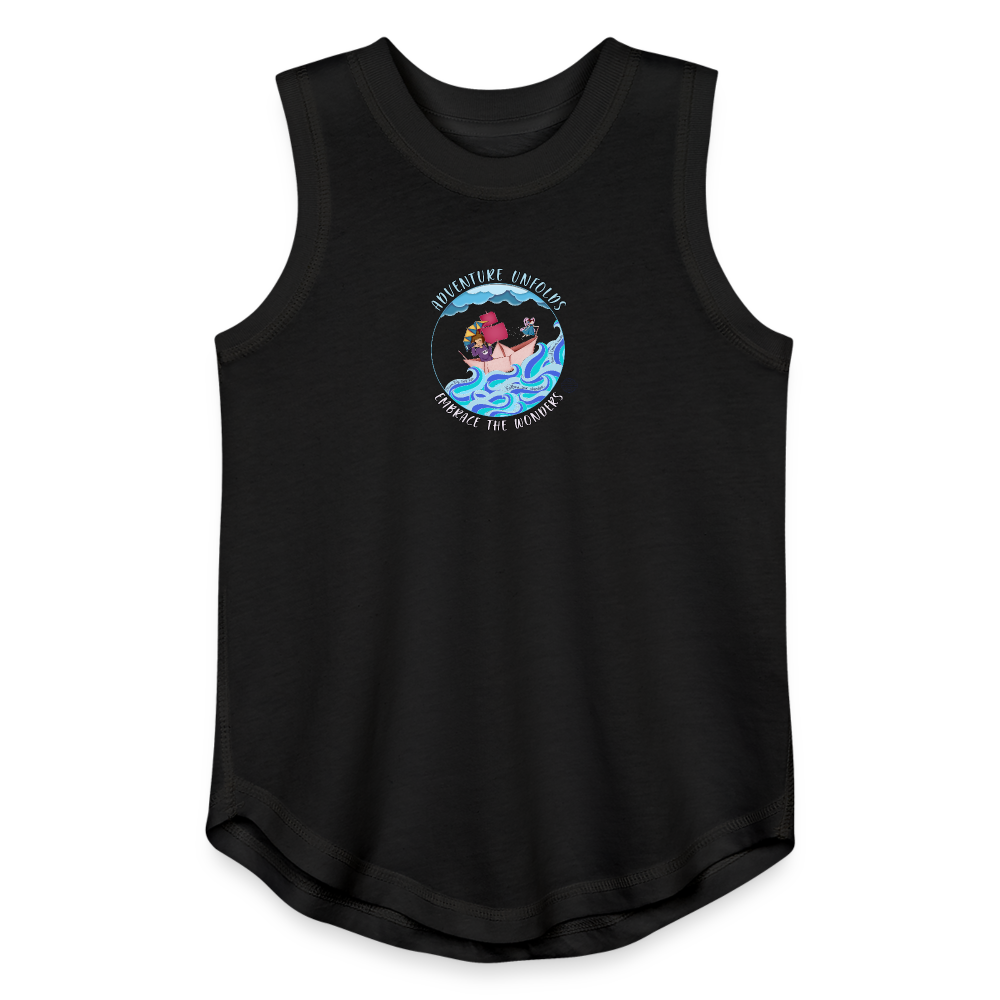 Adventure Unfolds Girls Relaxed Tank Top - black