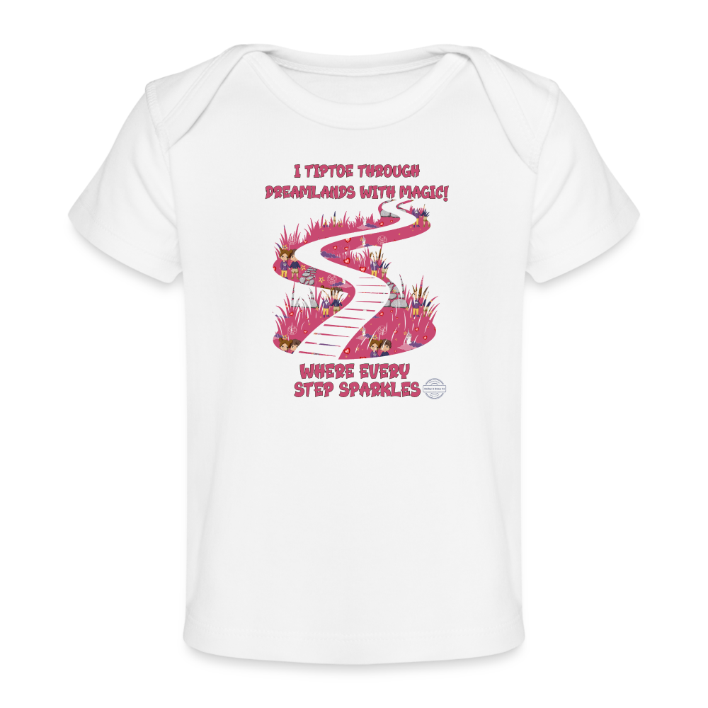 Explore Dream Discover Organic Long Sleeve Baby Onesie - white