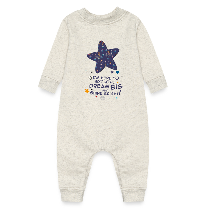 Explore Dream Discover Baby Fleece One Piece Sleeper - heather oatmeal