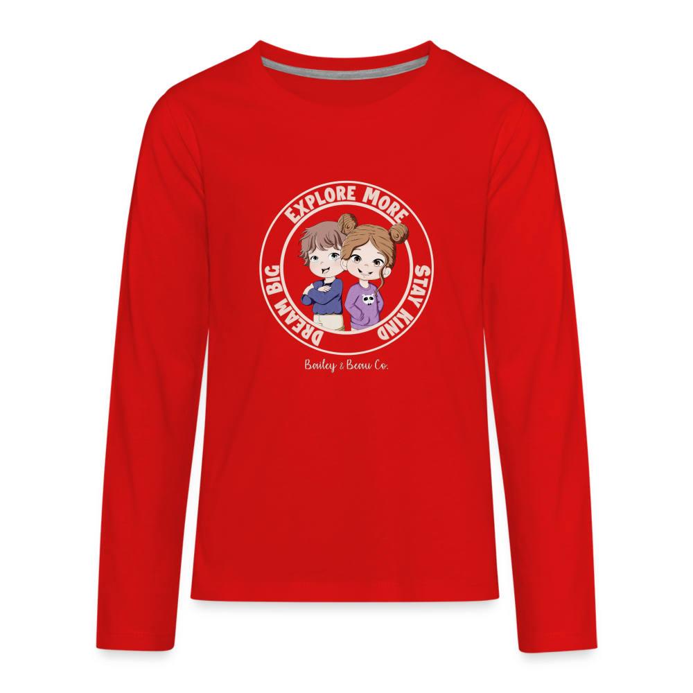 Bailey and Beau Life Kids’ Premium Long Sleeve T-Shirt - red