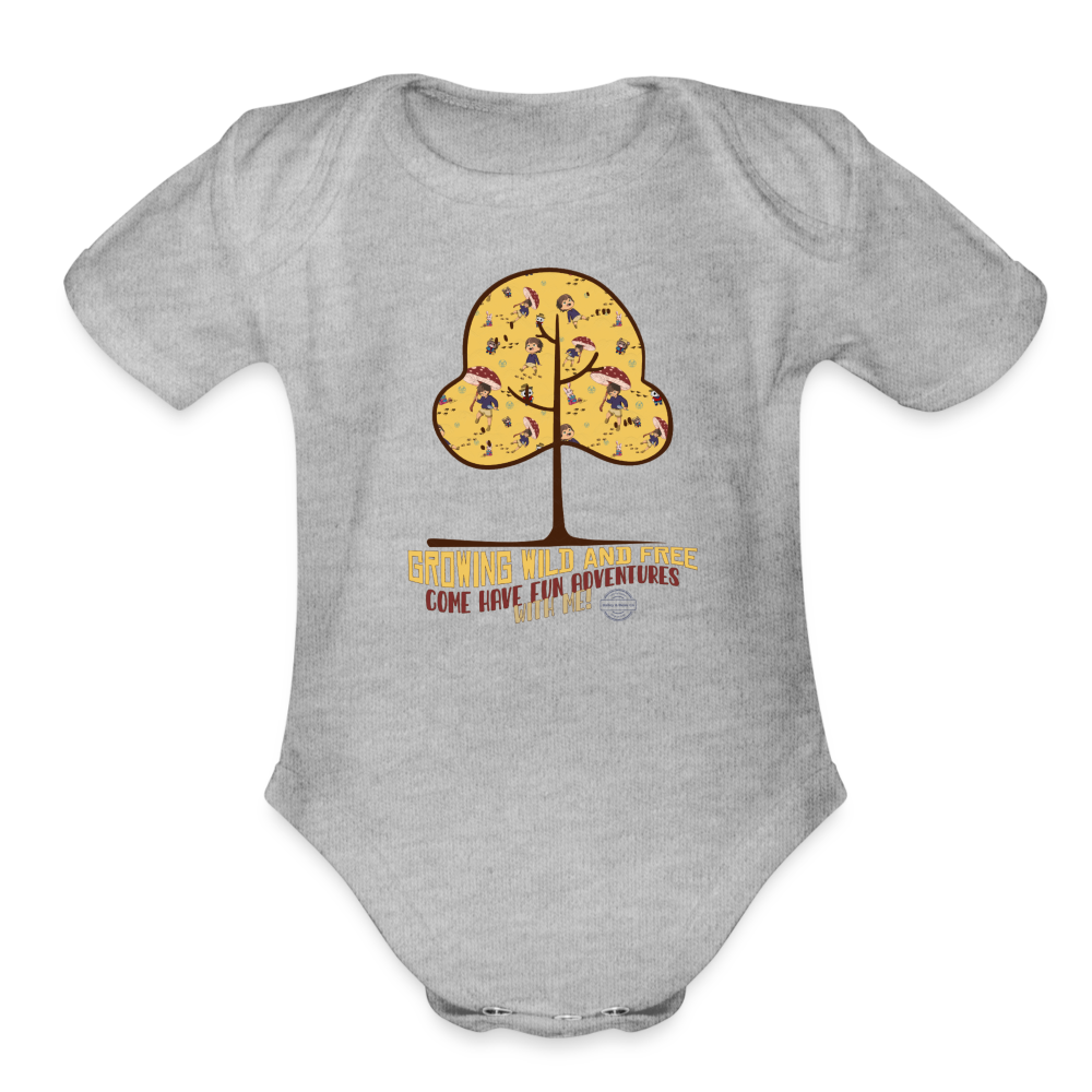 Explore Dream Discover Organic Short Sleeve Baby Onesie - white