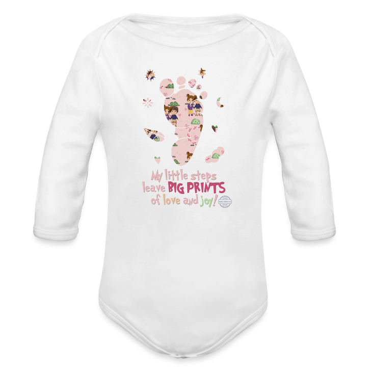 Gentle Steps Organic Long Sleeve Baby Onesie - white