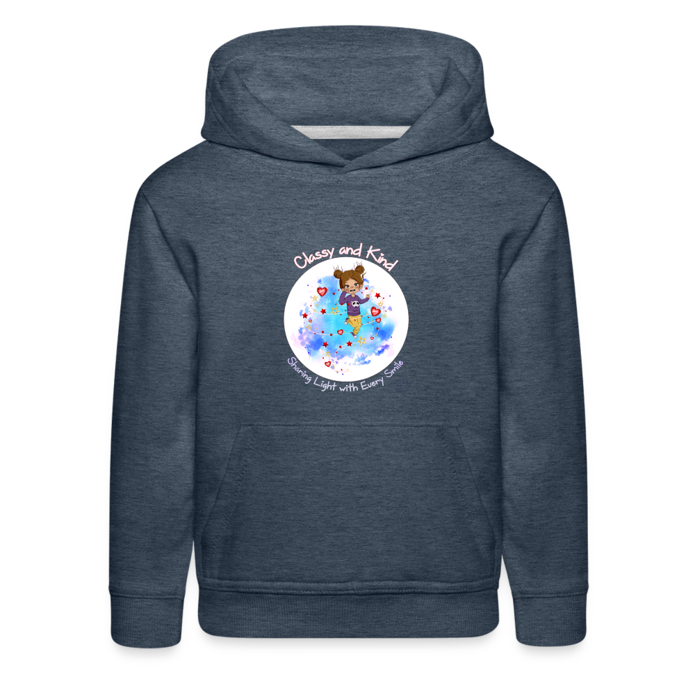 Classy and Kind Kids' Premium Hoodie - heather denim