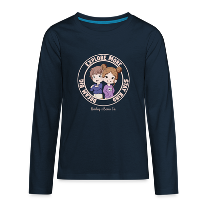 Bailey and Beau Life Kids’ Premium Long Sleeve T-Shirt - deep navy