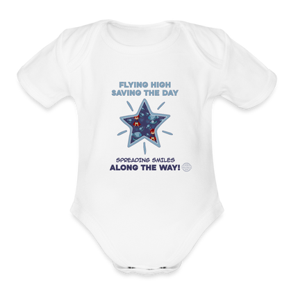 Superhero Adventures Collection Organic Short Sleeve Baby Onesie - white