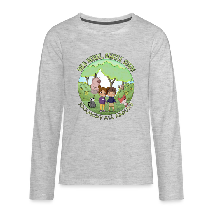 Wild Heart, Gentle Steps Kids' Premium Long Sleeve T-Shirt - heather gray