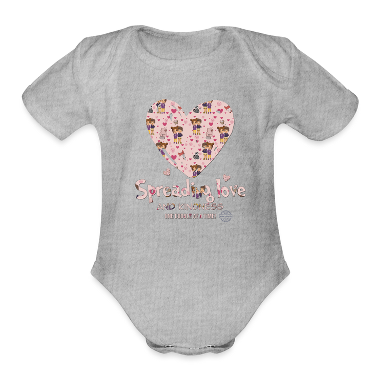 Kindness Everywhere Organic Short Sleeve Baby Onesie - heather grey