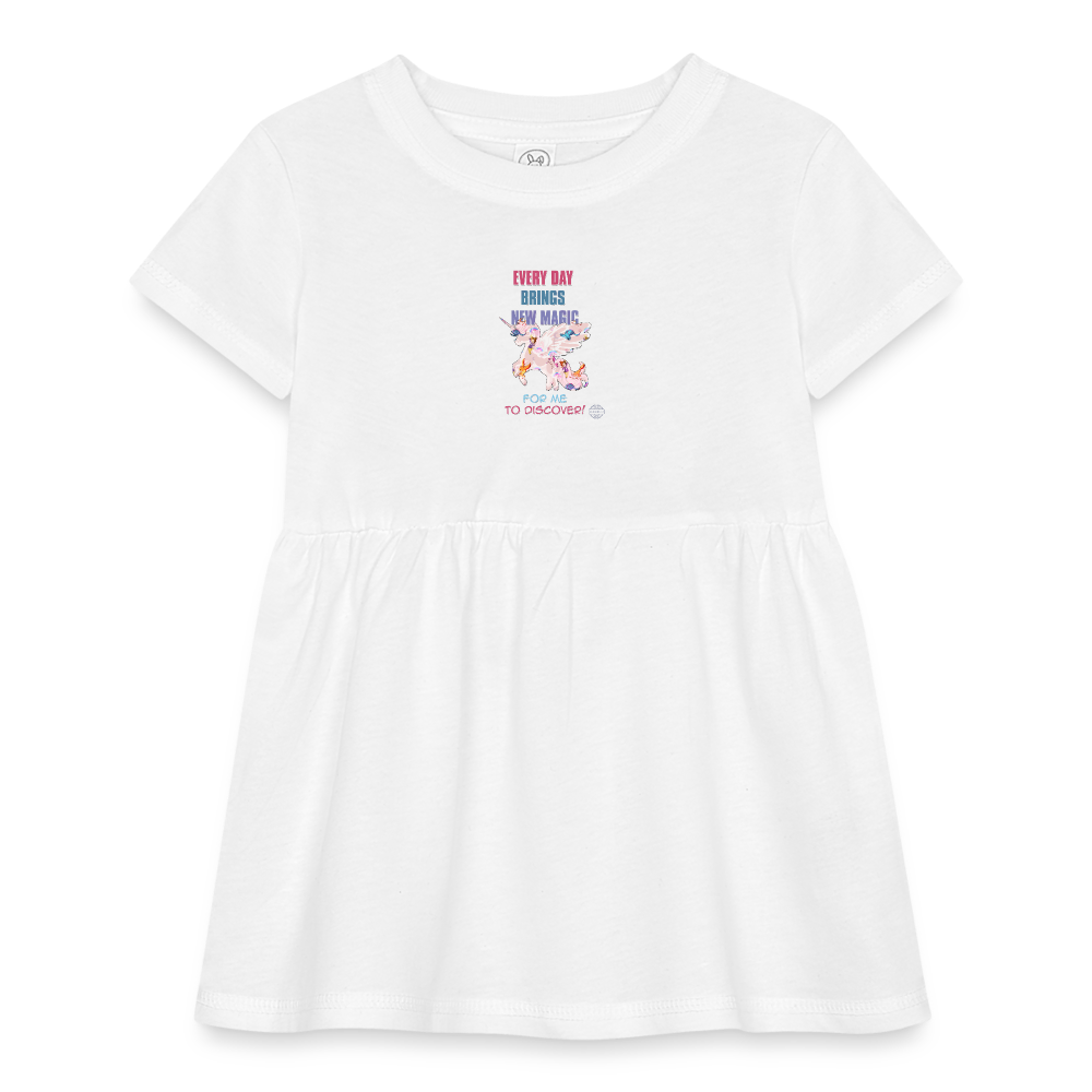 Explore Dream Discover Organic Short Sleeve Baby Onesie - white