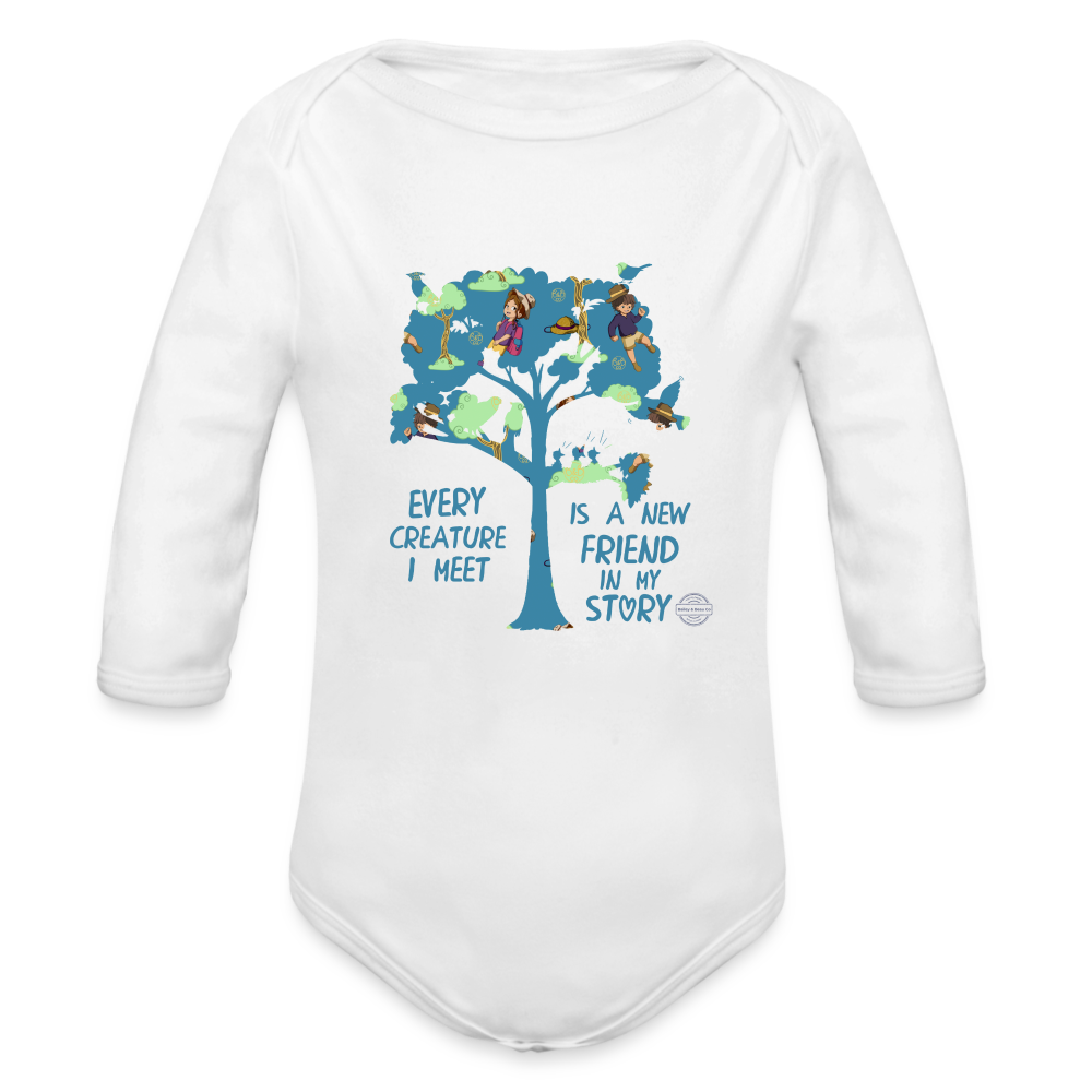 Explore Dream Discover Organic Short Sleeve Baby Onesie - white