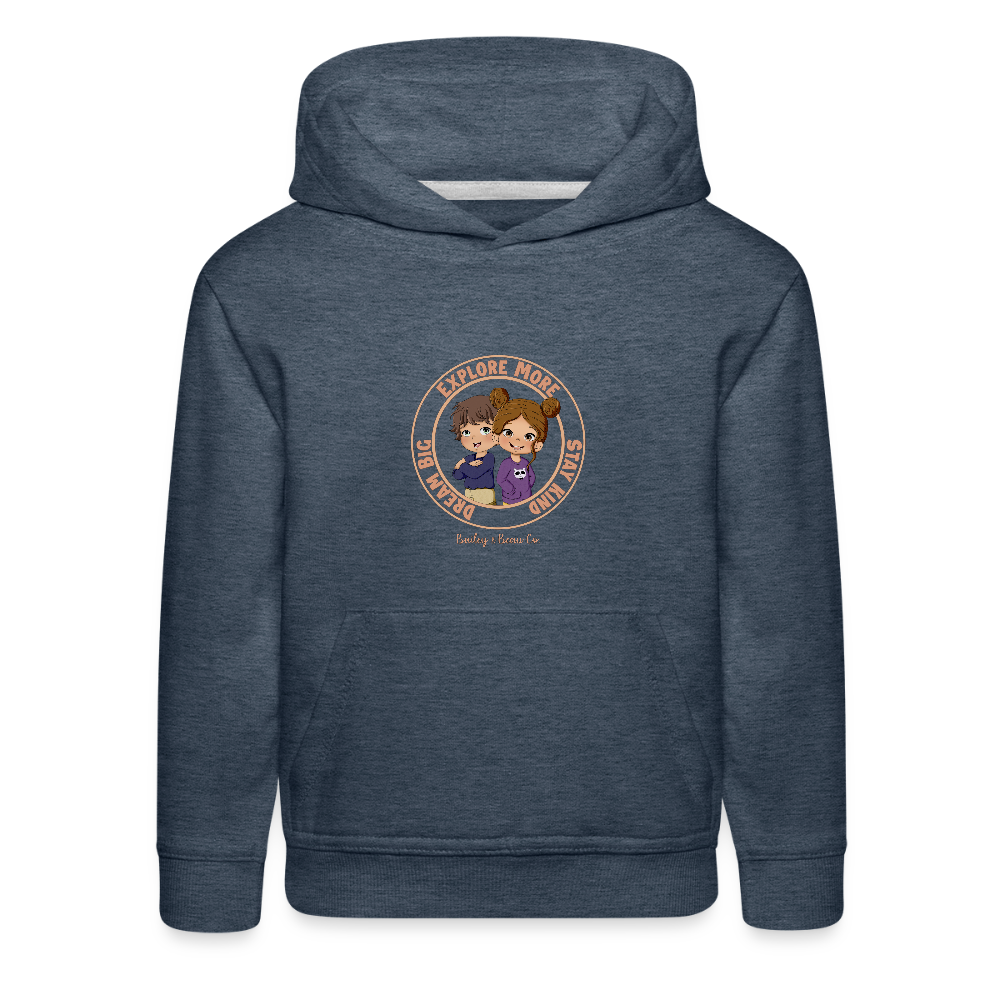 Bailey and Beau Life Kids’ Premium Hoodie - heather denim