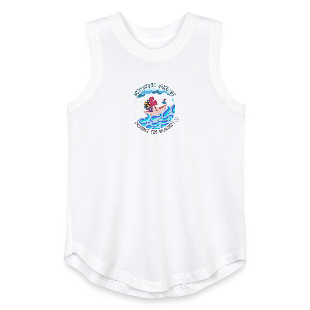 Adventure Unfolds Girls Relaxed Tank Top - white