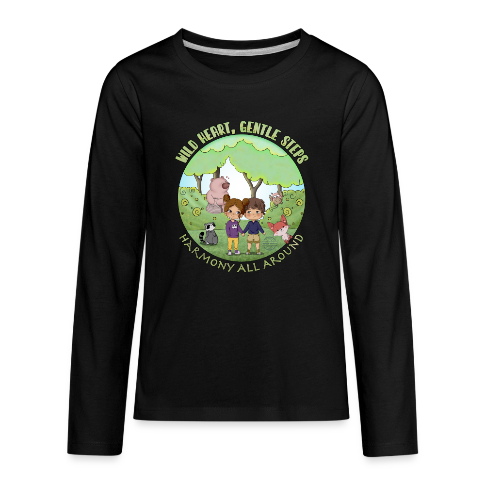 Wild Heart, Gentle Steps Kids' Premium Long Sleeve T-Shirt - black